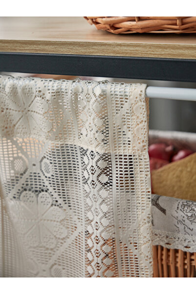 Choice ستائر بيج قصيرة شفاف ثابتة، مقاس 150×60 سم، مناسبة للمطبخ، مع علبة قضي...