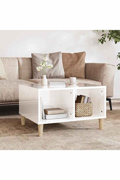 Concept Masă de cafea, alb lucios, 60x50x36,5 cm, lemn compozit