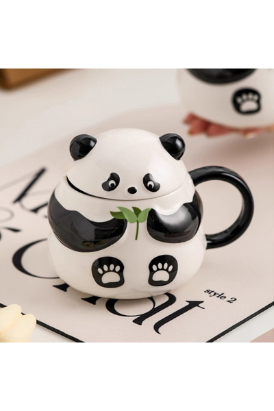 Choice 301-400ml Panda Mug 1Pc Panda-Shaped Large-Capacity Ceramic Mug with L...