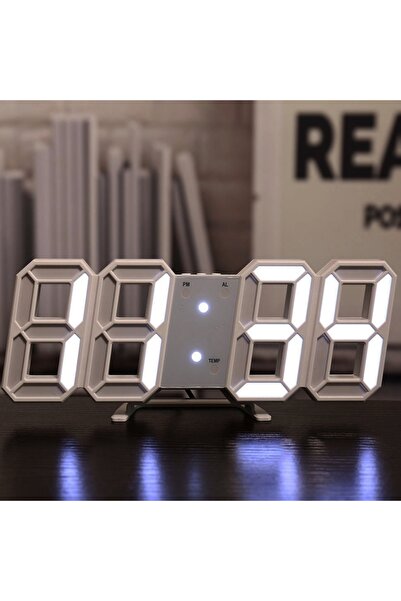 Choice WHITE Simple Fashion Electronic Clk 3D Luminous Digital Clk Voice-acti...