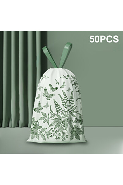 Choice 50 كيس قمامة سميك مطبوع للاستخدام مرة واحدة: تصميم برباط قابل للطي للا...