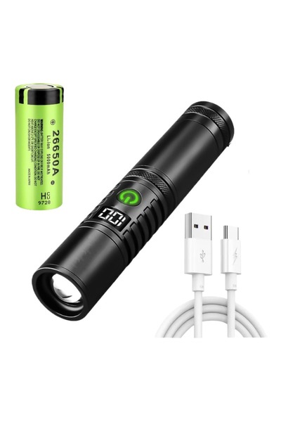 Choice 26650 Battery Powerful LED Flashlight Long Range Spotlight Type-C Char...