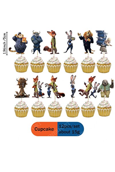 Choice22 مجموعة كب كيك مكونة من 12 قطعة، مزينة برسومات كرتونية مستوحاة من فيل...