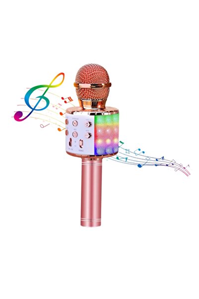 Choice ميكروفون كاريوكي لاسلكي من دوتريو، مطلي بإضاءة LED باللون الذهبي الورد...
