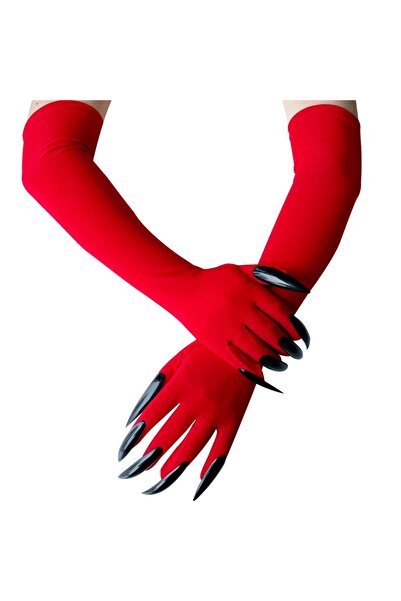 Choice زوج واحد من أظافر الهالوين الحمراء، قفازات ساحرة، زيّ تنكري لحفلات اله...