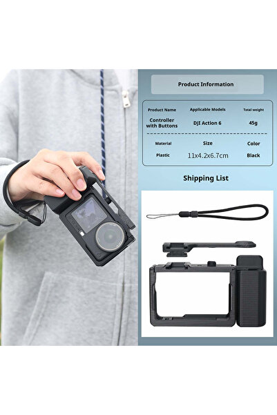 Choice جراب إطار لكاميرا DJI Osmo Action 6، حامل مقبض، قفص بلاستيكي، مقبض لكا...