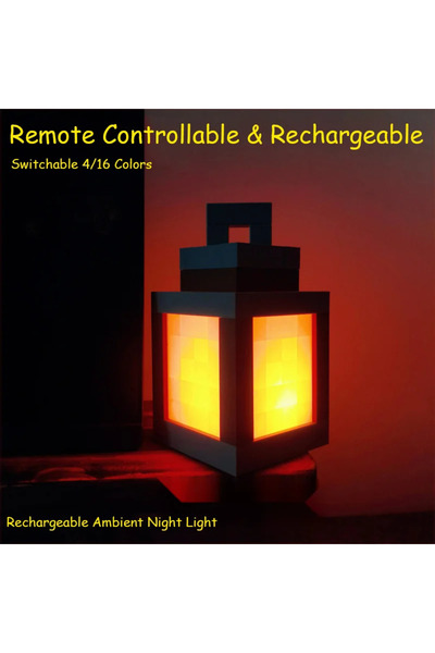Choice1 فانوس ليلي محمول بتصميم بكسل، مزود بجهاز تحكم عن بعد، 16 لونًا، زينة ...