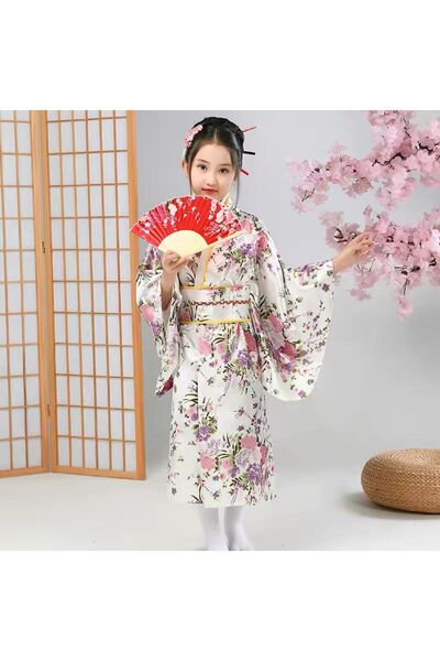YÜSÜ Costum kimono alb pentru copii