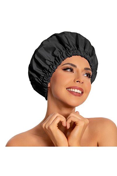 Choice1 black 1PC Reusable Shower Cap Large Waterproof Shower Bonnet Washable...