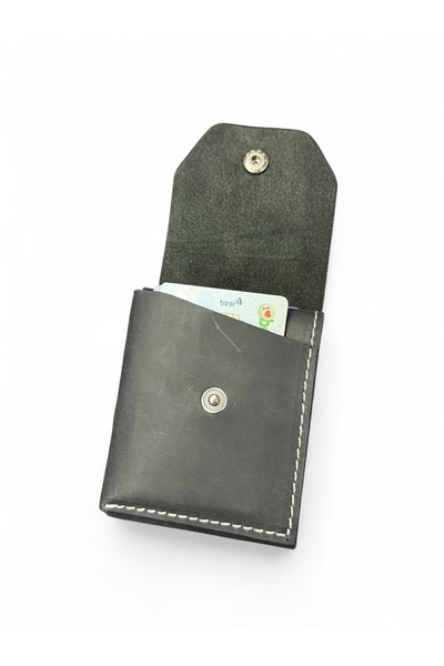 NZCLUB Hakiki Crazy Siyah Deri Şık Kaliteli Kartlık Cüzdan