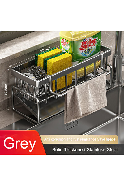 Choice1 Grey Kitchen sink draining rack, automatic drainage plastic storage r...