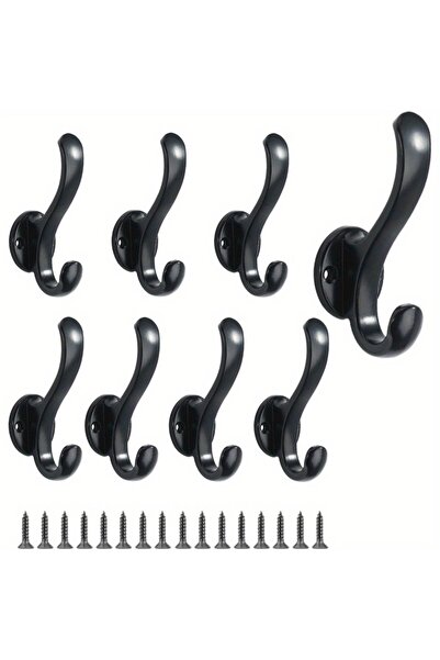 Choice 8PCS-BLACK 8pcs Double Hooks Wall-Mounted Metal Coat Accessory Hangers...