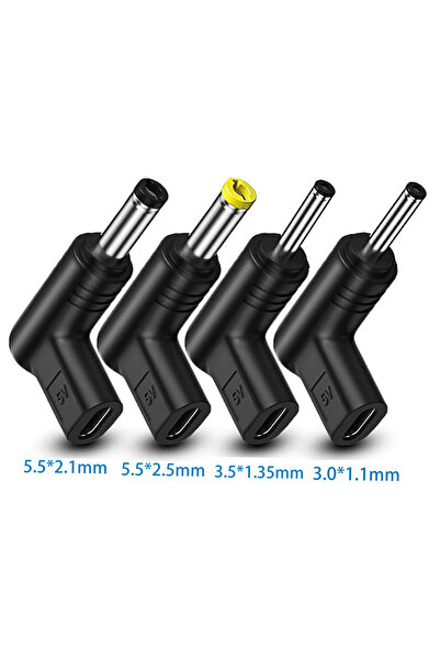 Choice مجموعة من 4 محولات شحن USB-C بزاوية 90 درجة إلى DC 5V PD باللون الأسود...