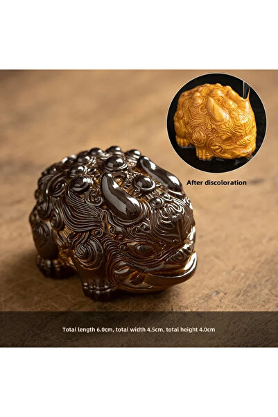 Choice A Color-Changing Resin Tea Pet - Mini Zhaai Pixiu Lion Figurine Cute K...