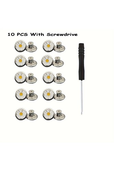 Choice5 B 10Pcs Metal Jeans Butt 17mm Replacement No-Sewing Screw Button Repa...