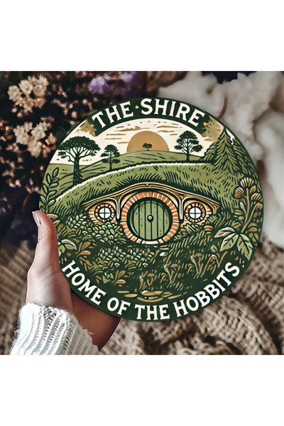 Choice لوحة جدارية معدنية دائرية مقاس 20×20 سم، منزل الهوبيت في شاير - 7.8 بو...