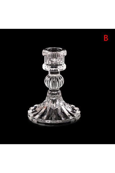Choice B Vintage Glass Clear Candlestick Dinner Candle Holder Home Wedding De...