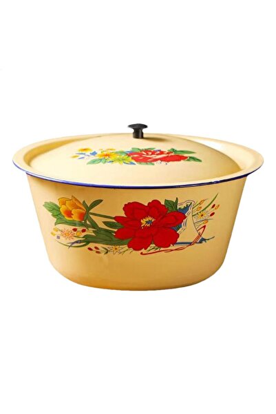 Choice وعاء خلط مطلي بالمينا بنمط عشوائي مع غطاء، وعاء مينا عتيق الطراز، وعاء...