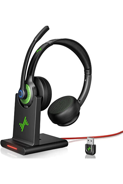 choice2 green JIAMQISHI EH02P Wireless Headset with Charging Base AI Noise Ca...