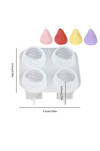 Choice6 4 قطع من قوالب السيليكون ثلاثية الأبعاد على شكل فراولة لصنع شموع عطري...