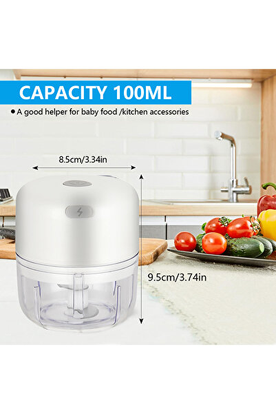 Choice1 white 100ML 100ML/250ML Electric Garlic Chopper, Portable Food Presso...