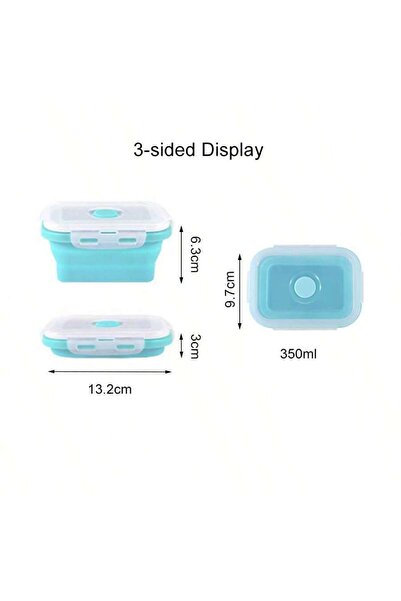 Choice13 1Pc 350ml blue 4 Pcs 350/500/800/1200ml Foldable Silicone Lunch Box ...