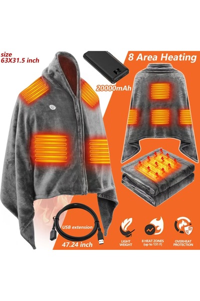 Choice 160-80cm Gray extension cord 2025 New USB Heated Shawl Blanket, Electr...