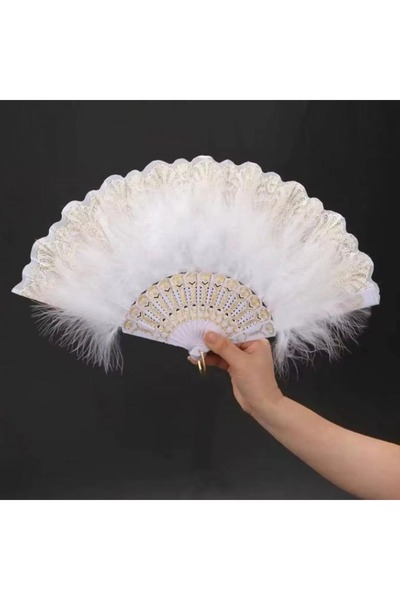Choice 1pc Chinese Style Vintage Retro Foldable Hand Fan Feathers Lace Foldin...
