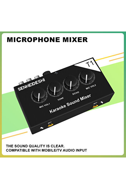 Choice black Audio Mixer Amplifier Karaoke Sound Mixer Portable Dual Mic Inpu...