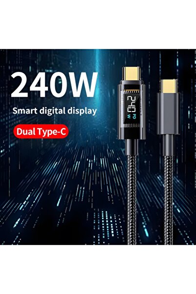 Choice1 كابل شحن سريع USB-C بقدرة 240 واط إلى كابل Type-C، مزود بشاشة رقمية، ...