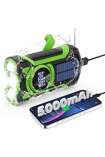 Choice green Emergency Radio Hand Crank Solar 5000mAh, IP65 Waterproof Dustpr...