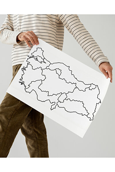 Rosaart Çerçevesiz Poster | Türkiye Bölgeler Haritası Poster, Büyük Boy | Eği...