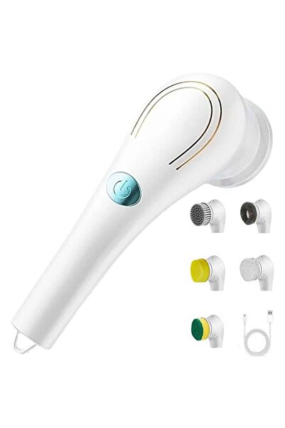 Choice فرشاة تنظيف أطباق المطبخ قابلة لإعادة الشحن عبر منفذ USB، لون أبيض، لت...