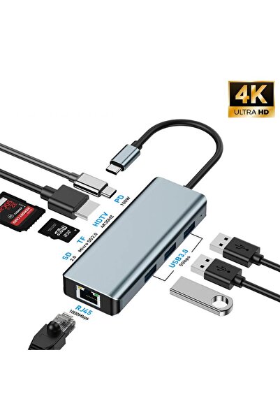 Choice موزع USB-C ثماني الوظائف 8 في 1، محطة عرض 8 في 1 مع تلفزيون عالي الدقة...