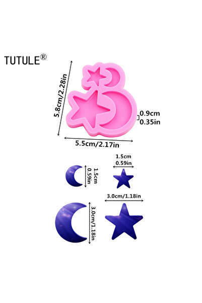 Choice قالب سيليكون على شكل نجمة وقمر وردي لامع، لصنع أقراط سلسلة مفاتيح ، من...