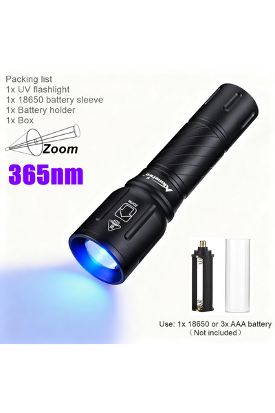 Choice1 Black 365nm-No Battery High power Zoom UV Flashlight 365nm/395nm Invi...