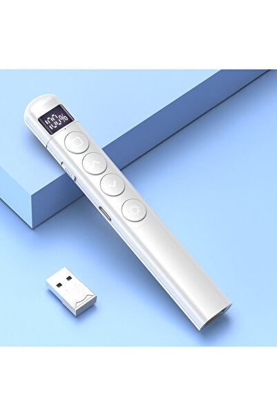 Choice قلم عرض تقديمي أبيض قابل للطي، يعمل بتردد 2.4 جيجاهرتز، مزود بمؤشر ليز...