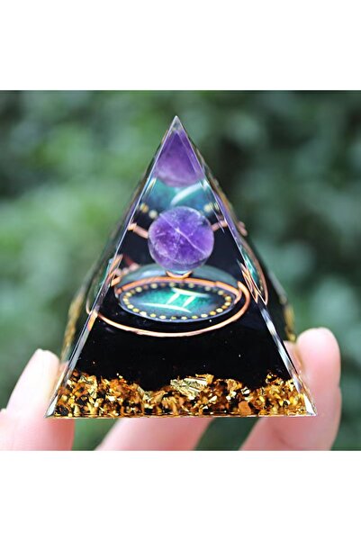 Choice6 هرم أورغون للأبراج الاثني عشر، مزين بحجر الجمشت، لتزيين المنزل، فكرة ...