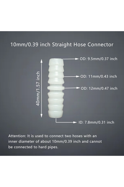 Choice3 10mm Straight 5Pcs Hose Repair Connector Straight Through extender Eq...