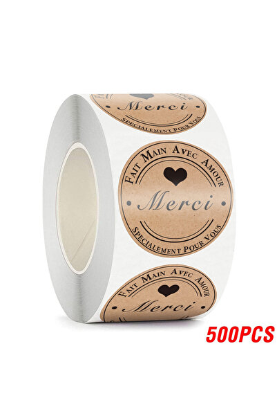 Choice NPFK-500PCS 500pcs Merci Kraft Sticker French Thank You Fait Main Avec...