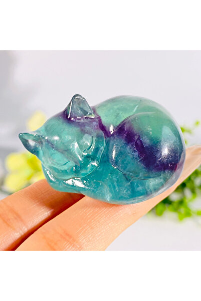 Choice قطعة واحدة من تمثال قطة فلوريت، قطعة واحدة من تمثال قطة نائمة منحوتة م...