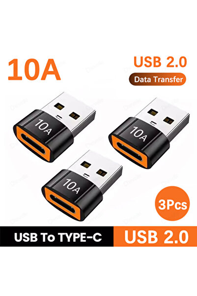 choice2 3pcs USB to Typec 10A USB A To USB C OTG Adapter Type C to USB Conver...