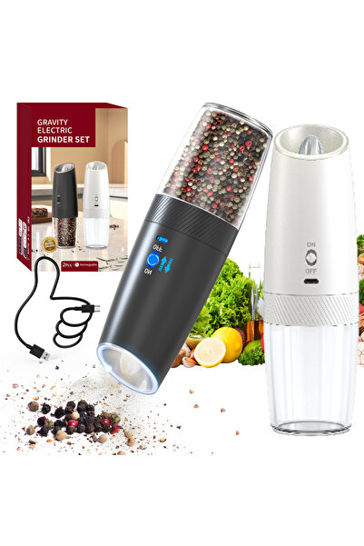 choice2 DGS-KYMQ-47A-BW 1/2pcs Rechargeable Automatic Pepper Grinder Salt And...
