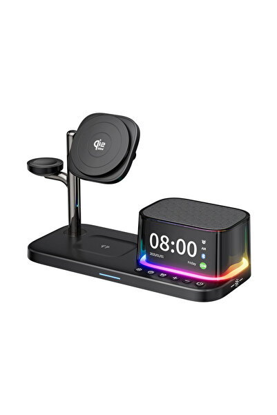 Choice شاحن لاسلكي مغناطيسي أسود بتقنية Qi2.2 بقوة 25 واط، 5 في 1، مع حامل وس...