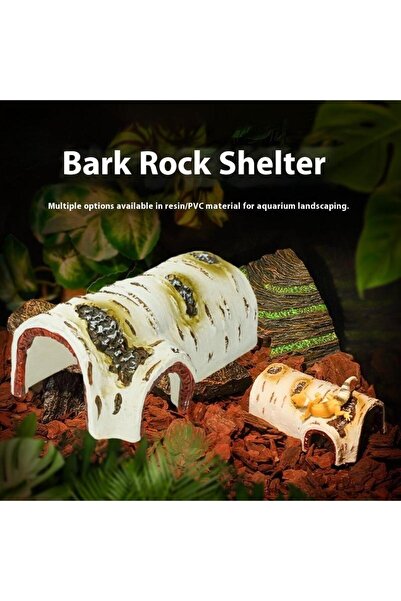 Choice 1Pcs Durable Birch Wood Texture PVC Shelter Reptile Hideaway Cave For ...