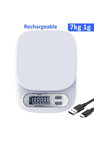 choice2 ميزان مطبخ رقمي منزلي بشاشة LCD، قابل للشحن عبر منفذ USB، سعة 7 كجم، ...