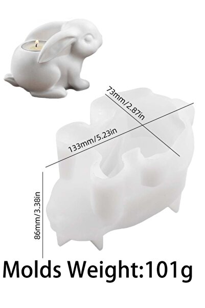 Choice قالب سيليكون ثلاثي الأبعاد على شكل أرنب لحامل شموع عيد الفصح، قالب جبس...