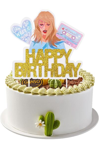 Choice 1pc Happy Birthday Cake Topper Singer Birthday Decoration Taylor Party...
