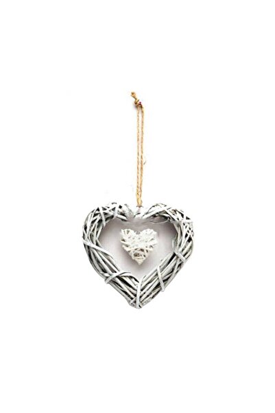 Choice Grey Chic Wicker Hanging Hearts Gray White Artificial Rattan Wreaths D...