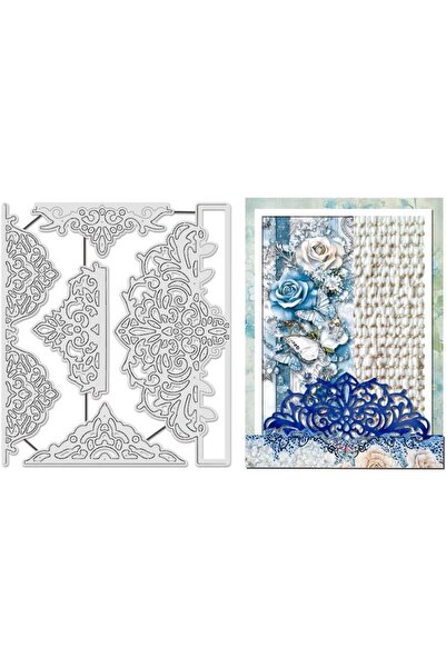 Choice AECH09-07034 5 قطع قوالب تقطيع معدنية لإطارات زهور دانتيل لصنع البطاقا...